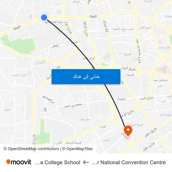 Qatar National Convention Centre to Doha College School map