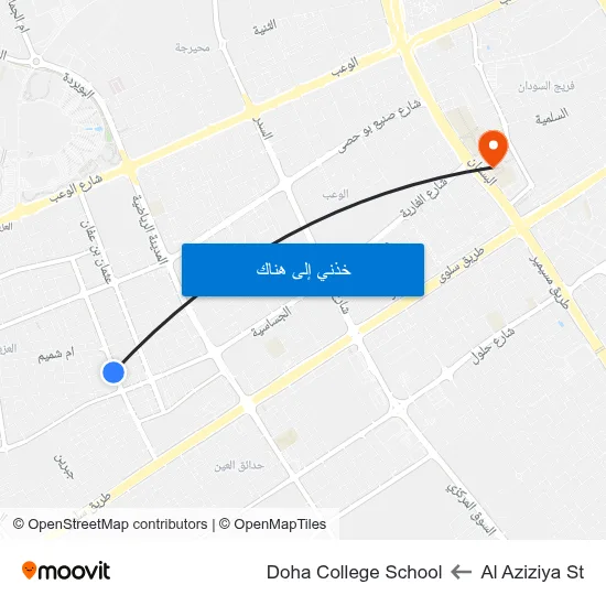 Al Aziziya St to Doha College School map