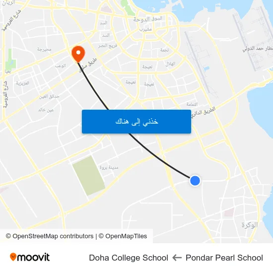 Pondar Pearl School to Doha College School map