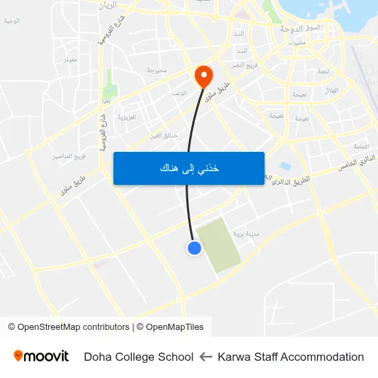 Karwa Staff Accommodation to Doha College School map