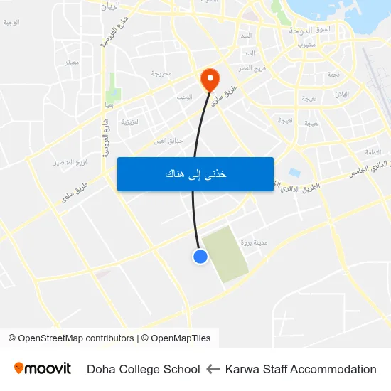 Karwa Staff Accommodation to Doha College School map