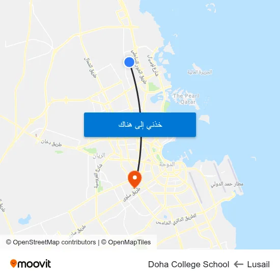 Lusail to Doha College School map