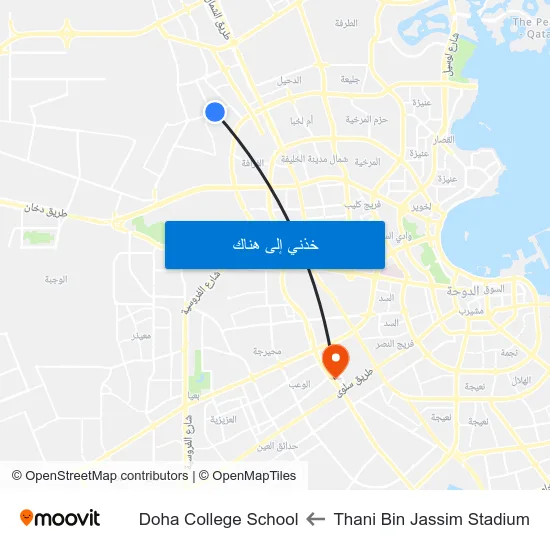 Thani Bin Jassim Stadium to Doha College School map