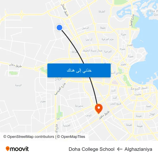Alghazlaniya to Doha College School map