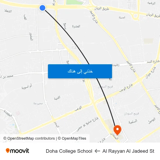 Al Rayyan Al Jadeed St to Doha College School map