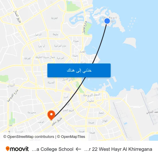 Tower 22 West Hayr Al Khirregana to Doha College School map