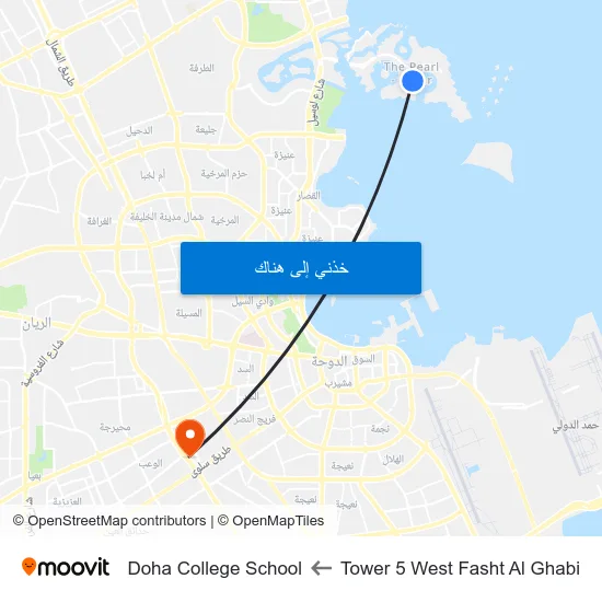 Tower 5 West Fasht Al Ghabi to Doha College School map
