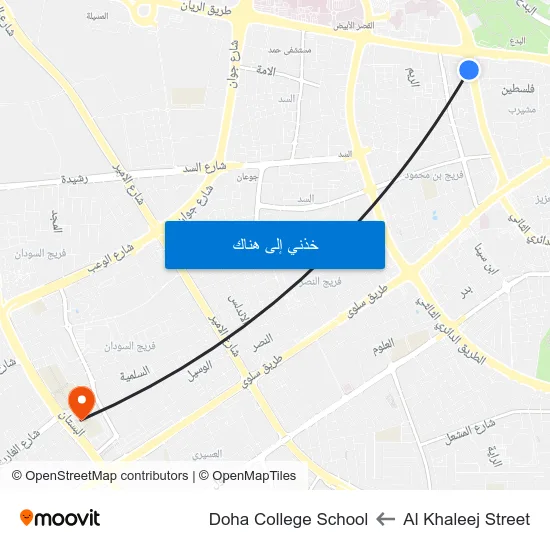 Al Khaleej Street to Doha College School map