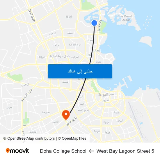 West Bay Lagoon Street 5 to Doha College School map