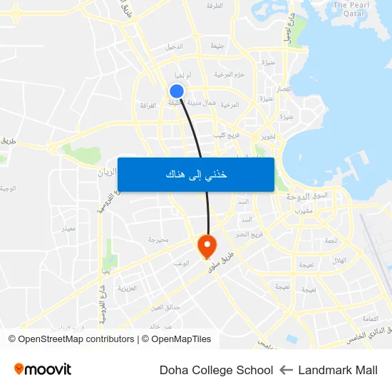 Landmark Mall to Doha College School map