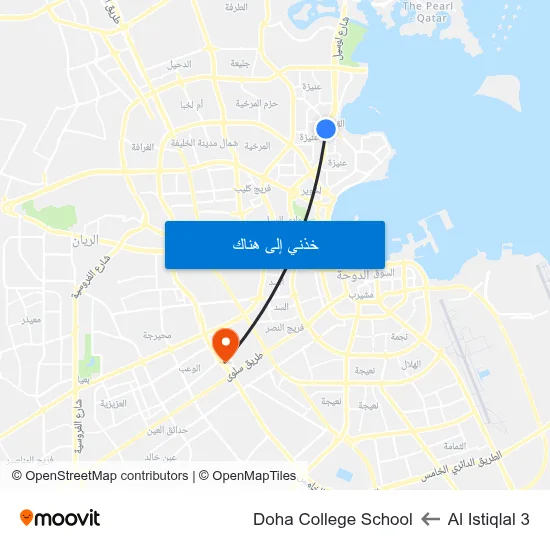 Al Istiqlal 3 to Doha College School map