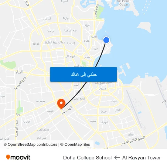 Al Rayyan Tower to Doha College School map