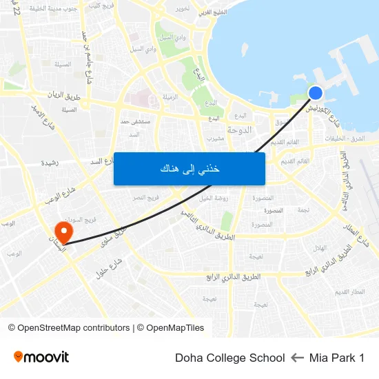 Mia Park 1 to Doha College School map