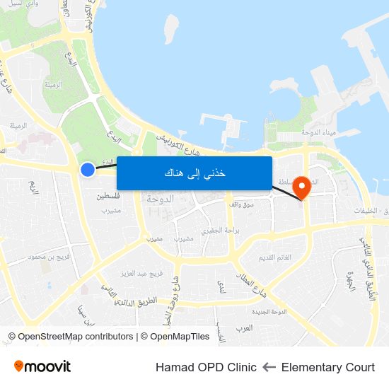 Elementary Court to Hamad OPD Clinic map