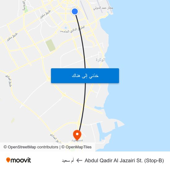 Abdul Qadir Al Jazairi St. (Stop-B) to أم سعيد map