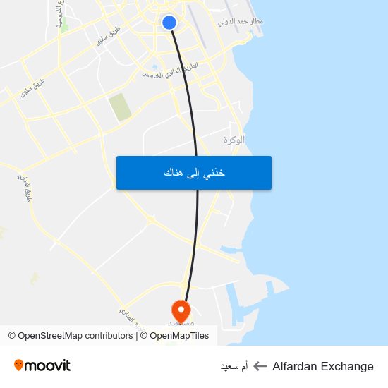 Alfardan Exchange to أم سعيد map