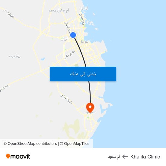 Khalifa Clinic to أم سعيد map