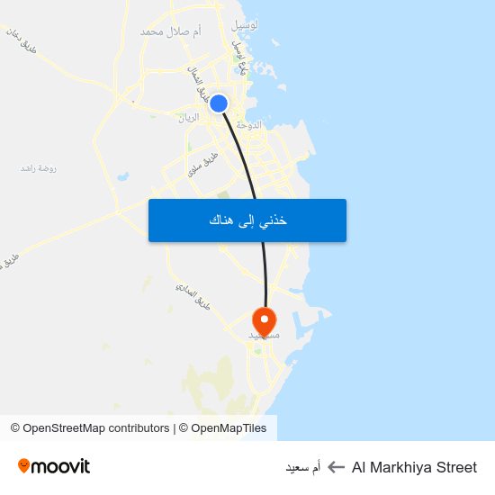 Al Markhiya Street to أم سعيد map