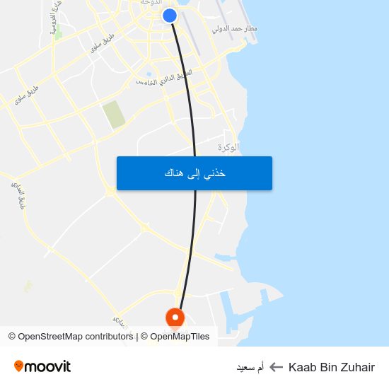 Kaab Bin Zuhair to أم سعيد map