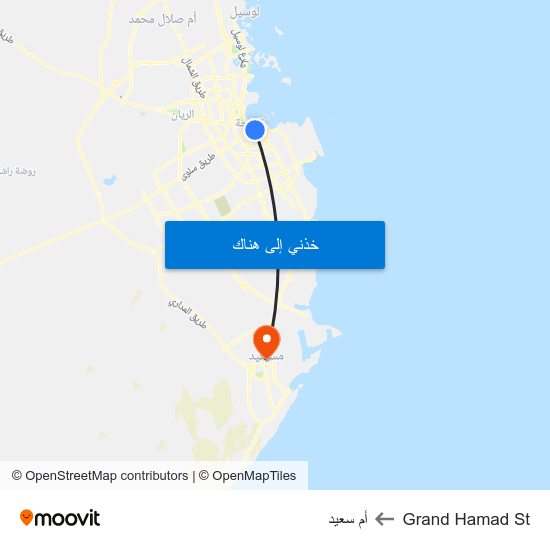 Grand Hamad St to أم سعيد map