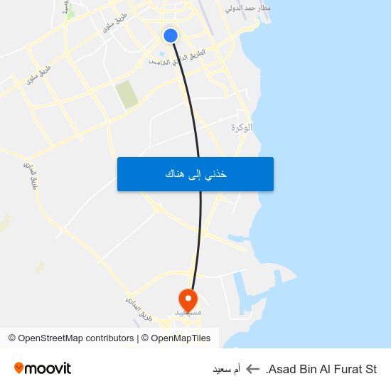 Asad Bin Al Furat St. to أم سعيد map