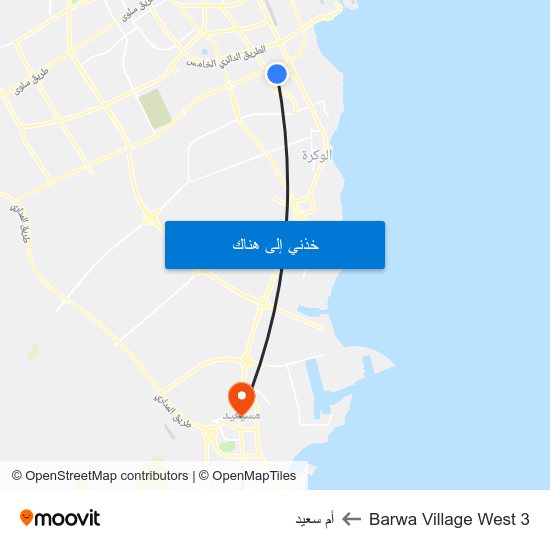 Barwa Village West 3 to أم سعيد map