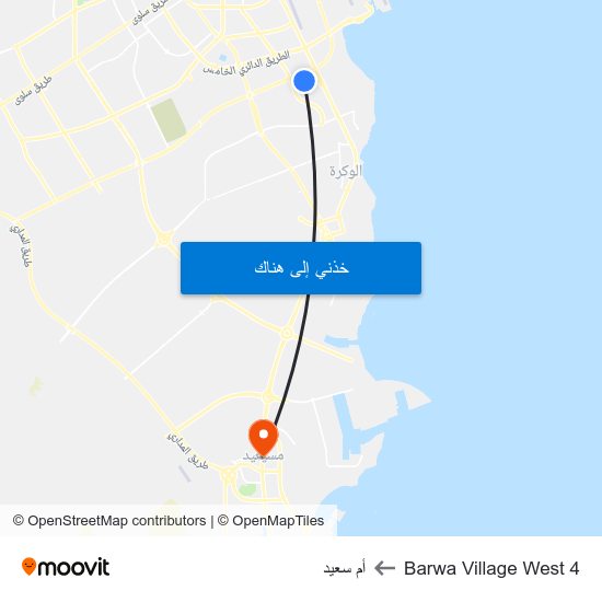 Barwa Village West 4 to أم سعيد map