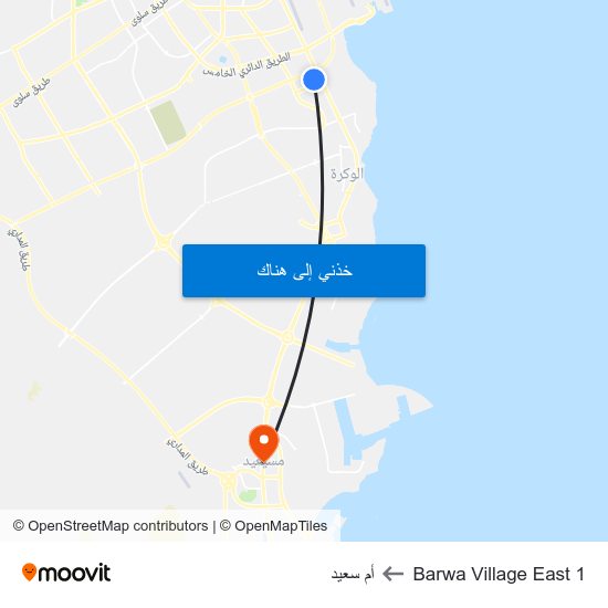 Barwa Village East 1 to أم سعيد map
