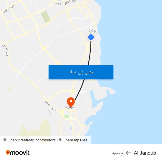 Al Janoub to أم سعيد map