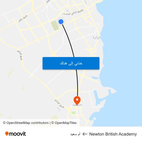 Newton British Academy to أم سعيد map