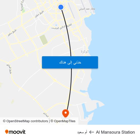 Al Mansoura Station to أم سعيد map