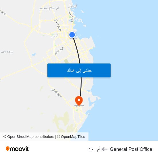 General Post Office to أم سعيد map