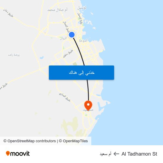 Al Tadhamon St to أم سعيد map
