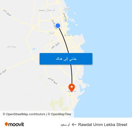 Rawdat Umm Lekba Street to أم سعيد map