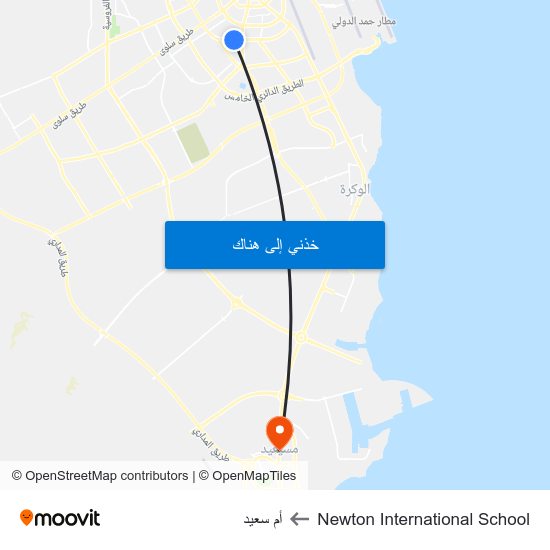 Newton International School to أم سعيد map