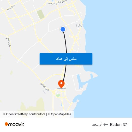 Ezdan 37 to أم سعيد map