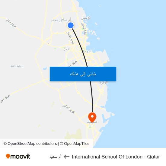 International School Of London - Qatar to أم سعيد map