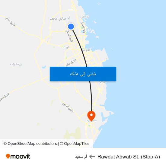Rawdat Abwab St. (Stop-A) to أم سعيد map