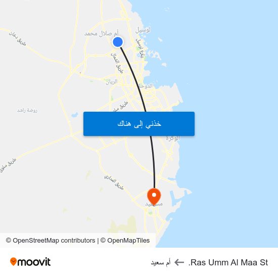 Ras Umm Al Maa St. to أم سعيد map
