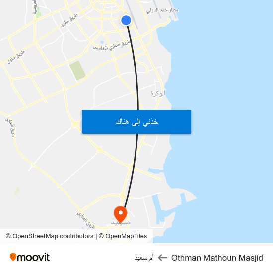 Othman Mathoun Masjid to أم سعيد map