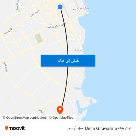 ام غويلينة Umm Ghuwailina to أم سعيد map