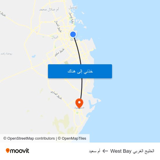 الخليج الغربي West Bay to أم سعيد map