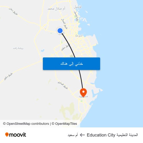 المدينة التعليمية Education City to أم سعيد map