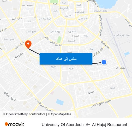 Al Hajaj Restaurant to University Of Aberdeen map