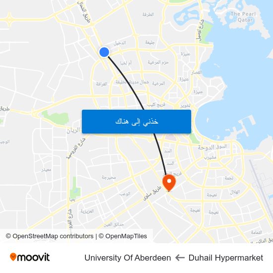 Duhail Hypermarket to University Of Aberdeen map