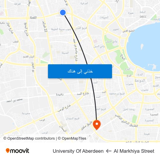 Al Markhiya Street to University Of Aberdeen map