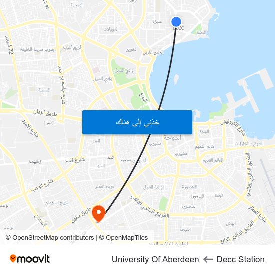 Decc Station to University Of Aberdeen map