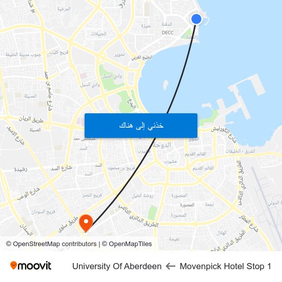 Movenpick Hotel Stop 1 to University Of Aberdeen map