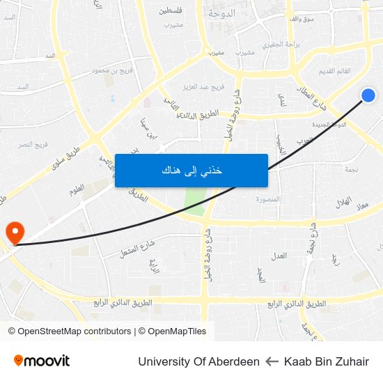 Kaab Bin Zuhair to University Of Aberdeen map