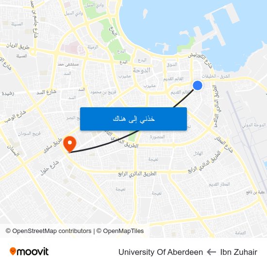 Ibn Zuhair to University Of Aberdeen map